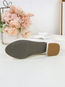 Girls' Fashion Elegant Bow Decor High Heel Shoes,Spring Autumn Children Dance Party Dress Shoes