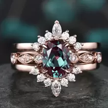 3pcs Luxury European And  Fashion Rhinestone Rings, Wedding Engagement Party Ring Set - Rose Gold - View 5
