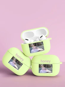 1 pièce Housse de casque personnalisée avec image et texte imprimés, étui pour AirPods