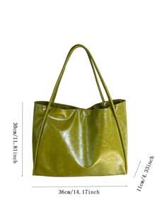 2024新款软皮大容量手提包，适合课堂和通勤使用，独特设计，可肩背或腋下挎包 - 綠色 - 查看 9