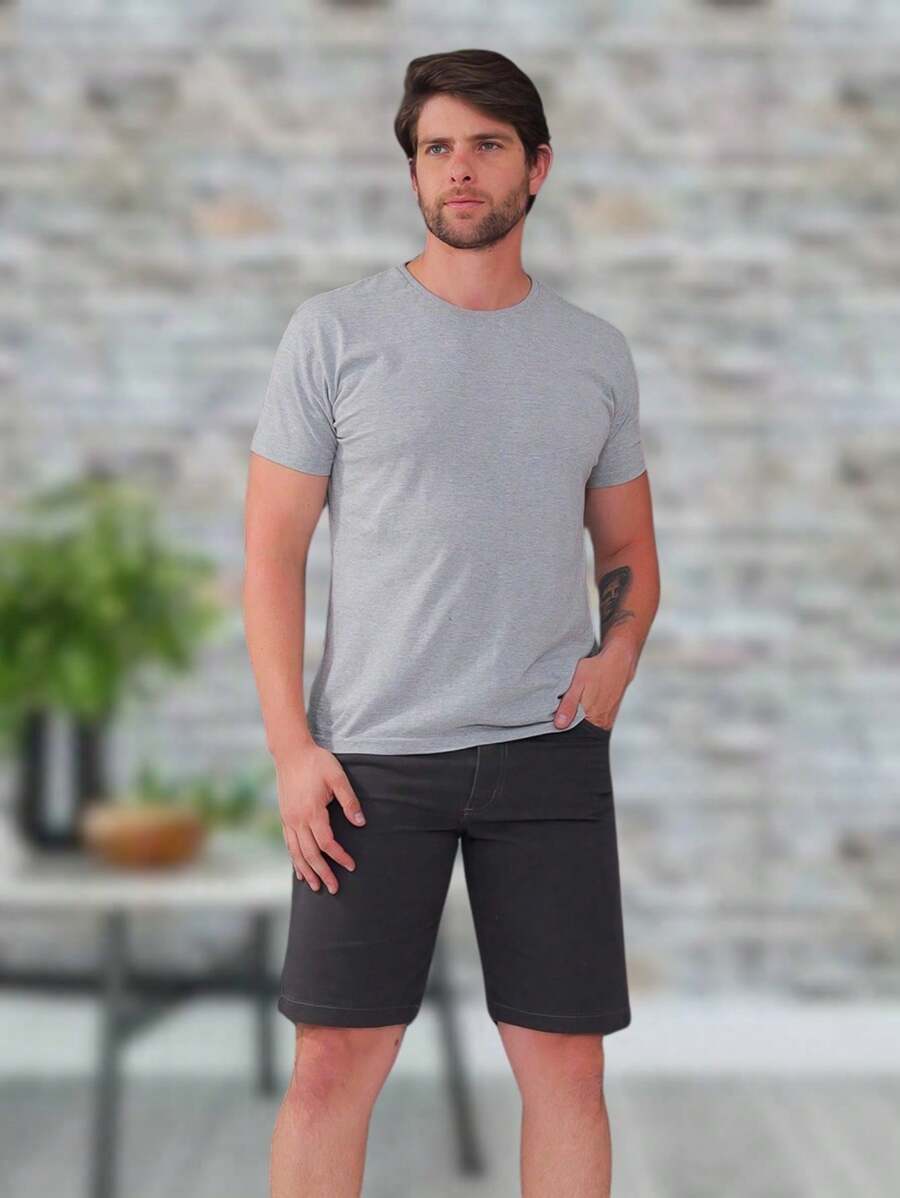 Men's Premium Twill Shorts 100% Cotton Knife Pocket - Xám - Xem 1
