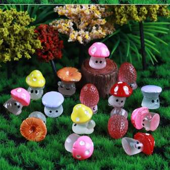 复活节、开斋节、卡通野生蘑菇树脂微型多肉植物微景观 DIY 装饰、汽车配件、夜光蘑菇仙女形象、树脂工艺装饰、发光鸭子、乌龟、迷彩青蛙、青蛙王子系列