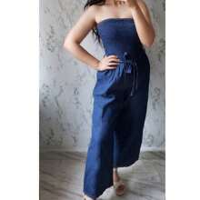 palazzo de mezclilla - Azul lavado oscuro - Ver 3