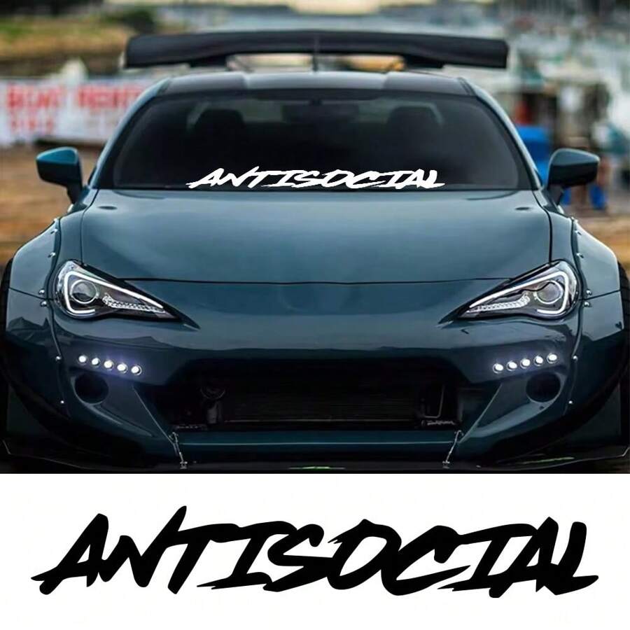 80x13cm 汽车挡风玻璃贴纸 反社会创意造型摩托车车窗乙烯基装饰贴花汽车改装配件通用适用于奥迪宝马丰田斯巴鲁雷克萨斯雪佛兰 GMC