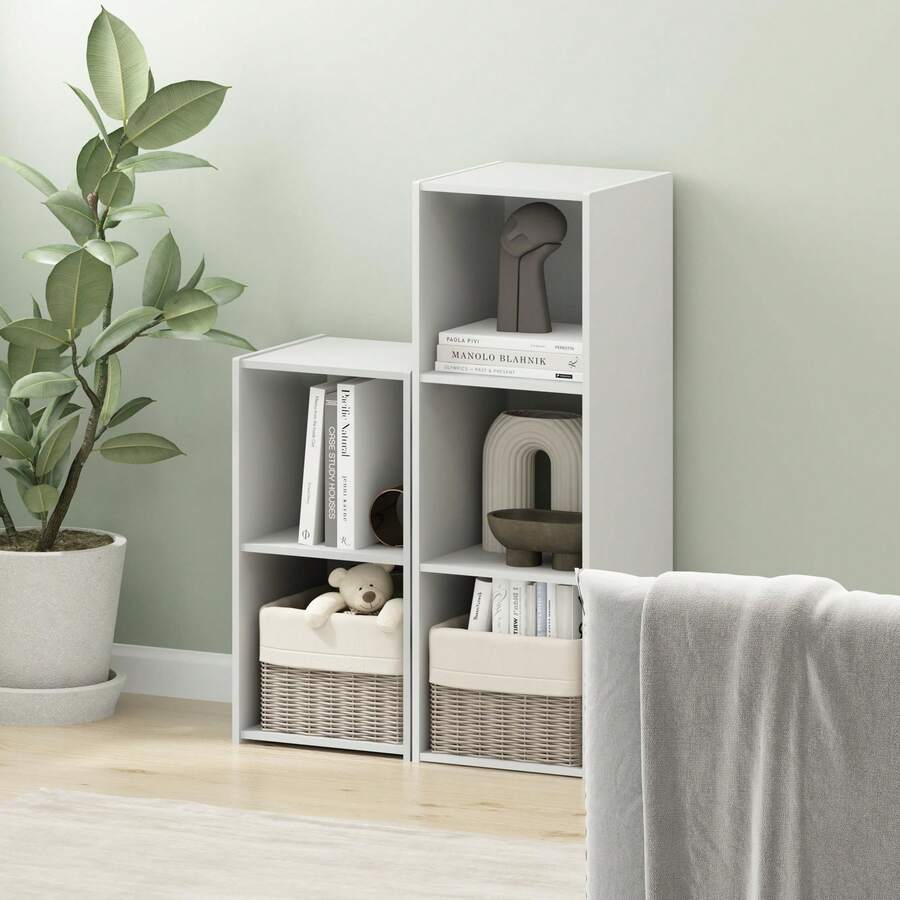 Pelli 3x1 Cubic Storage Cabinet, Espresso, Versatile Room Storage Furniture, Cube Shelf Organizer, Bedroom White Shelves, Tabletop Book Shelf, And Etagere For Room Organization - White - View 1