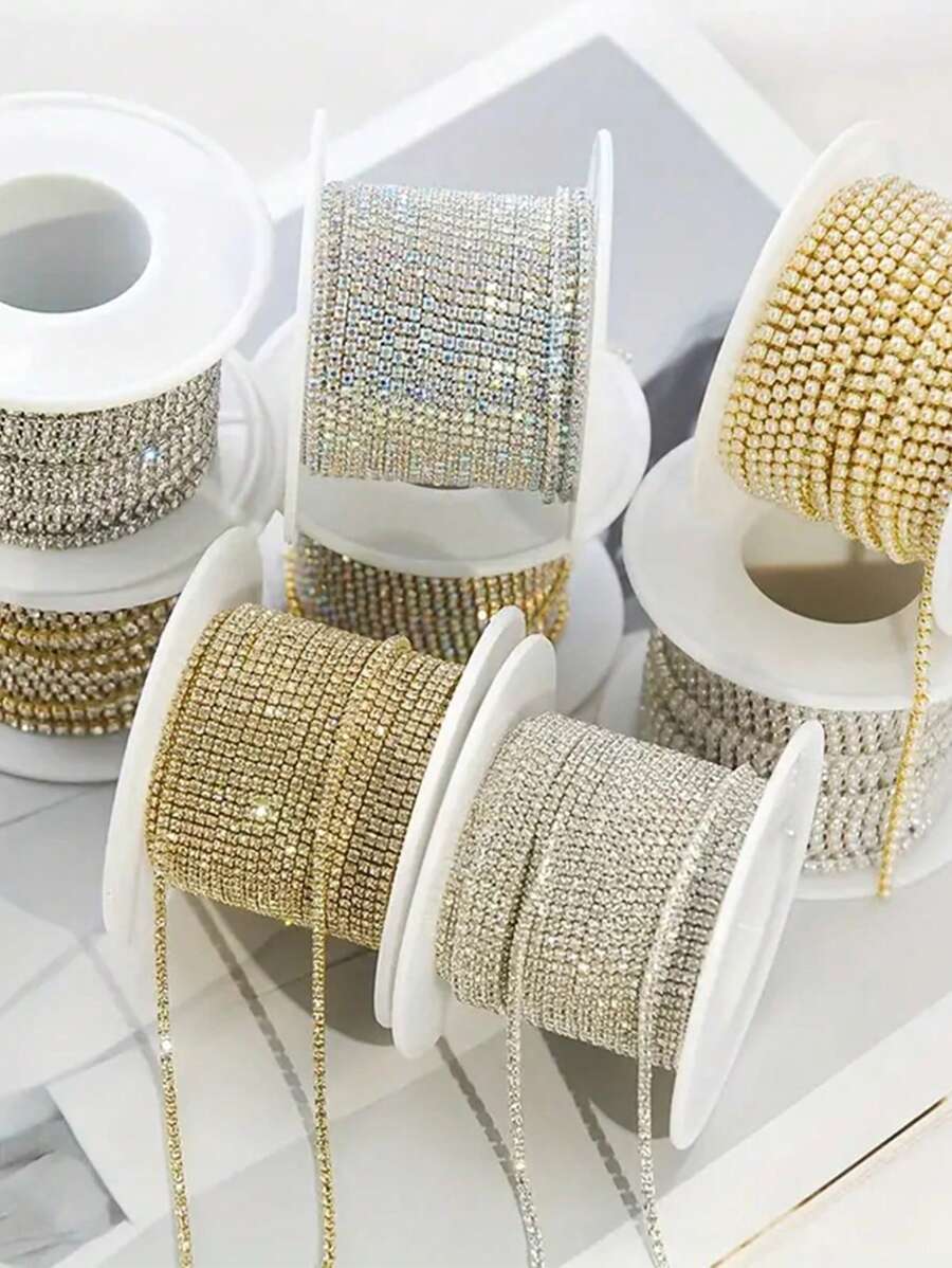 10Yards/Roll SS6-SS16 Crystal Rhinestones Chain Sliver Base Sew-On Glue-On For Clothes DIY Garment Accessories Trim Chain