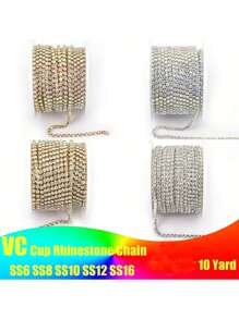 10Yards/Roll SS6-SS16 Crystal Rhinestones Chain Sliver Base Sew-On Glue-On For Clothes DIY Garment Accessories Trim Chain