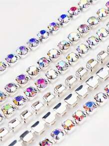 10Yards/Roll SS6-SS16 Crystal Rhinestones Chain Sliver Base Sew-On Glue-On For Clothes DIY Garment Accessories Trim Chain