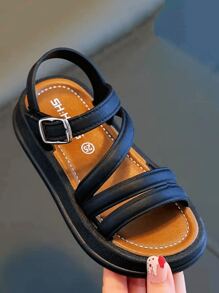 女童凉鞋2024新款儿童软底鞋女童夏季公主防水防滑沙滩鞋时尚百搭 - 黑色 - 查看 8