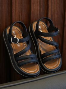 女童凉鞋2024新款儿童软底鞋女童夏季公主防水防滑沙滩鞋时尚百搭 - 黑色 - 查看 3