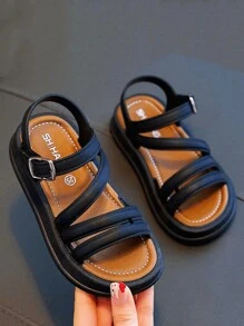 女童凉鞋2024新款儿童软底鞋女童夏季公主防水防滑沙滩鞋时尚百搭 - 黑色 - 查看 5