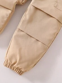 青少年男孩风景印花圆领长袖上衣和纯色裤子 2 件套 - 白色 - 查看 6