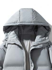 Men's Hooded Padded Coat, Windproof Warm Fashionable Outerwear For Young Adults In Winter