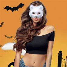 2 件性感狐狸面具和尾巴套装，毛茸茸的动物面具和尾巴，适合节日派对角色扮演，化妆舞会服装配饰，可爱的动物服装，适合舞台表演万圣节 - 彩色 - 查看 3