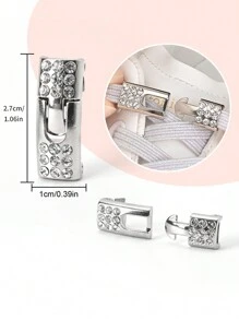 1双仿钻扣弹力免系鞋带，珠光时尚慵懒鞋带，适合运动鞋和休闲鞋 - White-pearly lustre - 查看 4