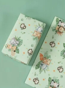 6 pièces Papier cadeau motif animal de la jungle, papier d'emballage anti-poussière thème animaux de la jungle pour bouquets de fleurs, décorations de fête, emballages cadeaux, décoration d'anniversaire, faveurs de fête, convient pour les fleurs, l'artisanat et les décorations