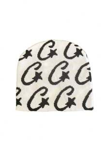 1 pièce Bonnet tricoté jacquard étoile, Chapeau crâne décontracté, Casquette de ski à la mode, Casquette de sport, Chapeau de couple, Cadeau de vacances
