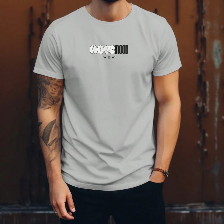 JRMOLETOM Men's And Women's Shirt Launch Streetwear Promotion Street Style Printed Nope Mood Streetwear - 灰色 - 查看 1