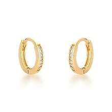 Medium Gold Zirconia Hoop - Vàng - Xem 1