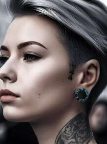 一对不锈钢分段彩色耳塞扩张器 Ocenic Serenity 隧道穿孔螺丝耳塞耳环塞拉伸器穿孔珠宝