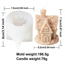 Stampo per candele a forma di casetta natalizia, stampo in silicone fatto a mano per capanna di legno natalizia, per realizzare decorazioni in gesso, resina e argilla, adatto per decorazioni natalizie per la casa e feste - Bianco - Visualizzare 5
