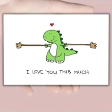 1 张趣味创意情人节卡片，可爱恐龙印花卡片，周年纪念卡片，送给男朋友和女朋友的完美情人节礼物，圣诞节