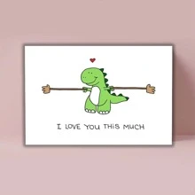 1 张趣味创意情人节卡片，可爱恐龙印花卡片，周年纪念卡片，送给男朋友和女朋友的完美情人节礼物，圣诞节