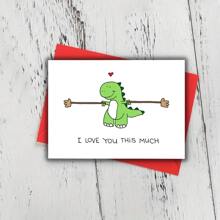 1 张趣味创意情人节卡片，可爱恐龙印花卡片，周年纪念卡片，送给男朋友和女朋友的完美情人节礼物，圣诞节