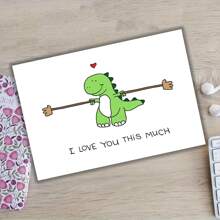 1 张趣味创意情人节卡片，可爱恐龙印花卡片，周年纪念卡片，送给男朋友和女朋友的完美情人节礼物，圣诞节