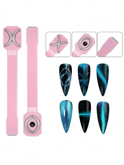 1pc Multi-Functional Nail Art Tool Double-Headed Magnet, Professional Salon Use 5-In-1 Cat Eye Strong Magnetic Nail Art Tool