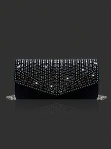 闪闪发光的奢华水钻装饰女士晚装手拿包，配有水钻手链、项链、耳环套装、时尚优雅的单肩包和链条斜挎包，适合派对女孩、女士、新娘，是派对、婚礼、舞会、晚宴/宴会的完美迷人晚礼服包。最佳新年和情人节礼品套装。，Tready 派对包，非常适合派对、婚礼、舞会、晚宴/宴会