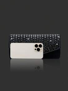 闪闪发光的奢华水钻装饰女士晚装手拿包，配有水钻手链、项链、耳环套装、时尚优雅的单肩包和链条斜挎包，适合派对女孩、女士、新娘，是派对、婚礼、舞会、晚宴/宴会的完美迷人晚礼服包。最佳新年和情人节礼品套装。，Tready 派对包，非常适合派对、婚礼、舞会、晚宴/宴会