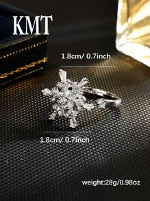 KMT 1pc Hợp kim đồng pha lê Zirconia thiết kế hình bông tuyết có thể xoay giảm áp suất cao cấp thời trang vòng mở hộp quà Giáng sinh - Phong cách bông tuyết - Xem 5