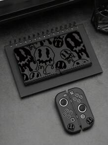 1 pieza Funda protectora con diseño de rostro sonriente negro compatible con Switch OLED/Switch NS/Lite, accesorios compatibles con la consola Switch - Negro - Ver 3