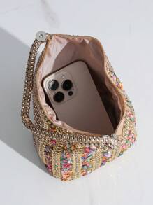 Women's Evening Clutch Bag With Rhinestone Decoration, Fancy Shaped Handbag, Perfect For Formal Party, Cocktail Dress Accessory, Glamorous Rhinestone Bag, Bags Ladies Elegant, Wedding - Champagne - View 8