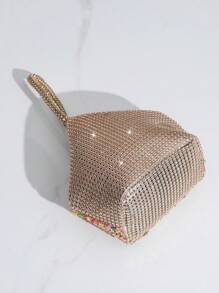 Women's Evening Clutch Bag With Rhinestone Decoration, Fancy Shaped Handbag, Perfect For Formal Party, Cocktail Dress Accessory, Glamorous Rhinestone Bag, Bags Ladies Elegant, Wedding - Champagne - View 7