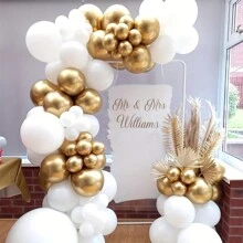 67 piezas de globos de látex blancos y dorados de 12 pulgadas, globos metalizados dorados y blancos adecuados para decoraciones de fiesta de cumpleaños, graduación, boda, despedida de soltera, también para decoraciones de fiestas de cumpleaños, bodas, San Valentín, Halloween, Navidad
