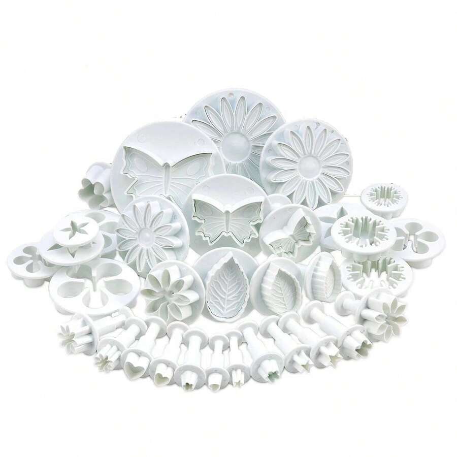 33pcs/Set Clay Plastic Spring Molds Kit, DIY 3D Ceramic Molds For Biscuits And Pottery Pressing, Create Unique And Decorative Designs - White - View 1