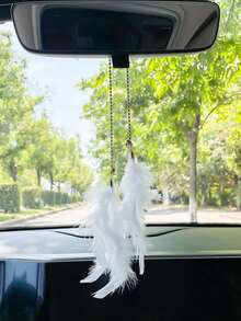 Feather Car Pendant Rearview Mirror Hanging Decor - one-size - View 5