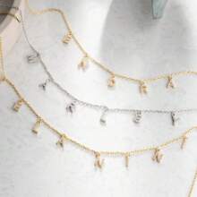 Personal Customized Name Necklaces Micro Inlay Cubic Zirconia Women's Nick Name Necklace Personalized Custom Name Short Stainless Steel Diamond Chain