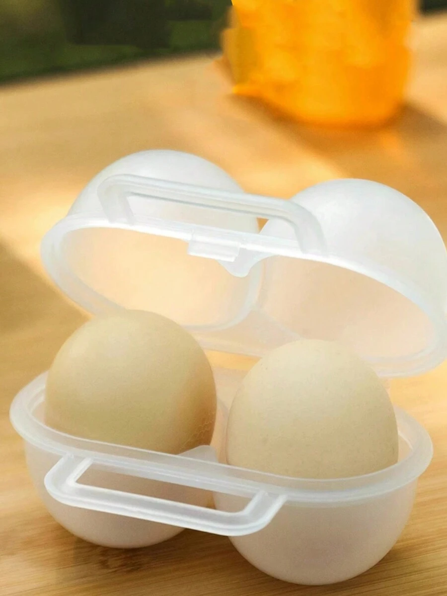 1pc Egg Carrier, Portable Plastic Egg Storage Box, Shock-Proof Egg Carton Suitable For Outdoor Travel, Mini Compact 2-Egg Capacity Travel Essentials School School Supplies Holiday Camping Holiday Essentials Vacation Accessories - Clear - View 1
