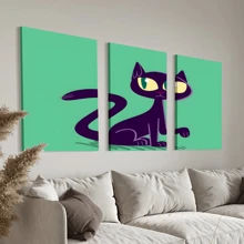 3 PCS/SET Halloween Lady Cat Framed Canvas Posters, Modern Wall Art For Bedrooms, Living Rooms And Hallways, Ideal Decorative And Decorative Gifts