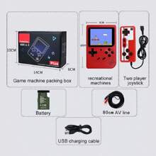Handheld Retro Video Game Console  Built-In 500 In 1 Classic Games Player - Red - View 2