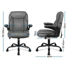 ALFORDSON Massage Office Chair, Computer Office Chair, PU Leather Chair 150kg Load Capacity - Grey - View 7