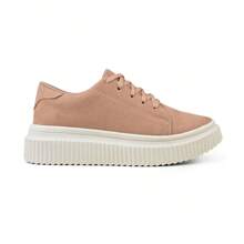 Women's Casual Suede Flat Sneakers High Platform Low Top Soft And Comfortable - 乾枯玫瑰色 - 查看 1