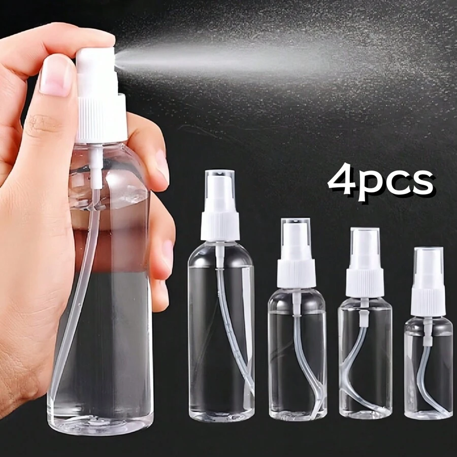 4pcs Refillable Fine Mist Spray Bottle Set, 30/50/100ml Travel Perfume Atomizer Containers
