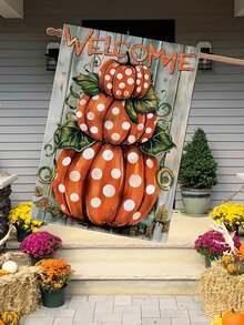 感恩节南瓜花园旗帜 - 双面、耐用涤纶，非常适合户外、草坪和庭院装饰 - 彩色 - 查看 4