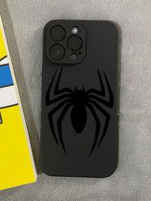 1pc Spider Design Anti-Slip Shock-Proof Black Phone Case Compatible With IPhone, Compatible With Honor, Compatible With Redmi, Compatible With Samsung Galaxy, International Version,  Not The Domestic Version - Black - View 3