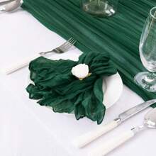 1pc Cheese Cloth Table Runner, Boho Cheese Cloth Tableware, Transparent Cheese Cloth Runner For Wedding Bride, Baby Shower, Birthday Party, Cake Decorations - Dark Green 1 - View 7