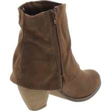 Women's Lace Detail Faux Zipper Pull On Layed Ankle Bootie